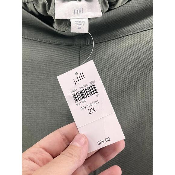 J. Jill Wide Leg Crop Pants Tencel 2X Peatmoss Green Relaxed Lagenlook Casual - Picture 7 of 9